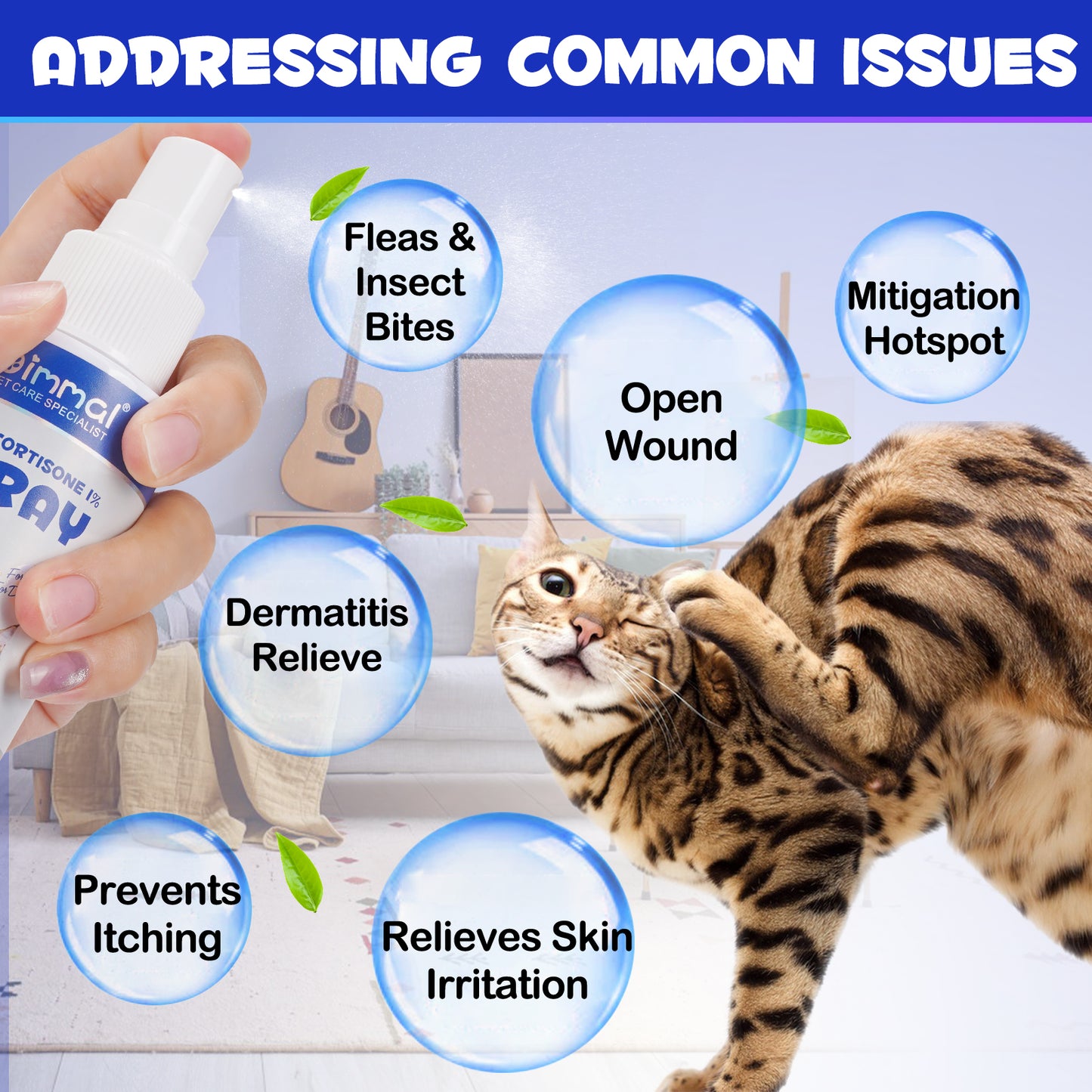 Hydrocortisone 1% Spray for Dogs & Cats – Fast Itch Relief for Hot Spots, Dermatitis, Flea Bites, Allergies & Skin Irritations | Advanced Skin Care Formula | 120ml