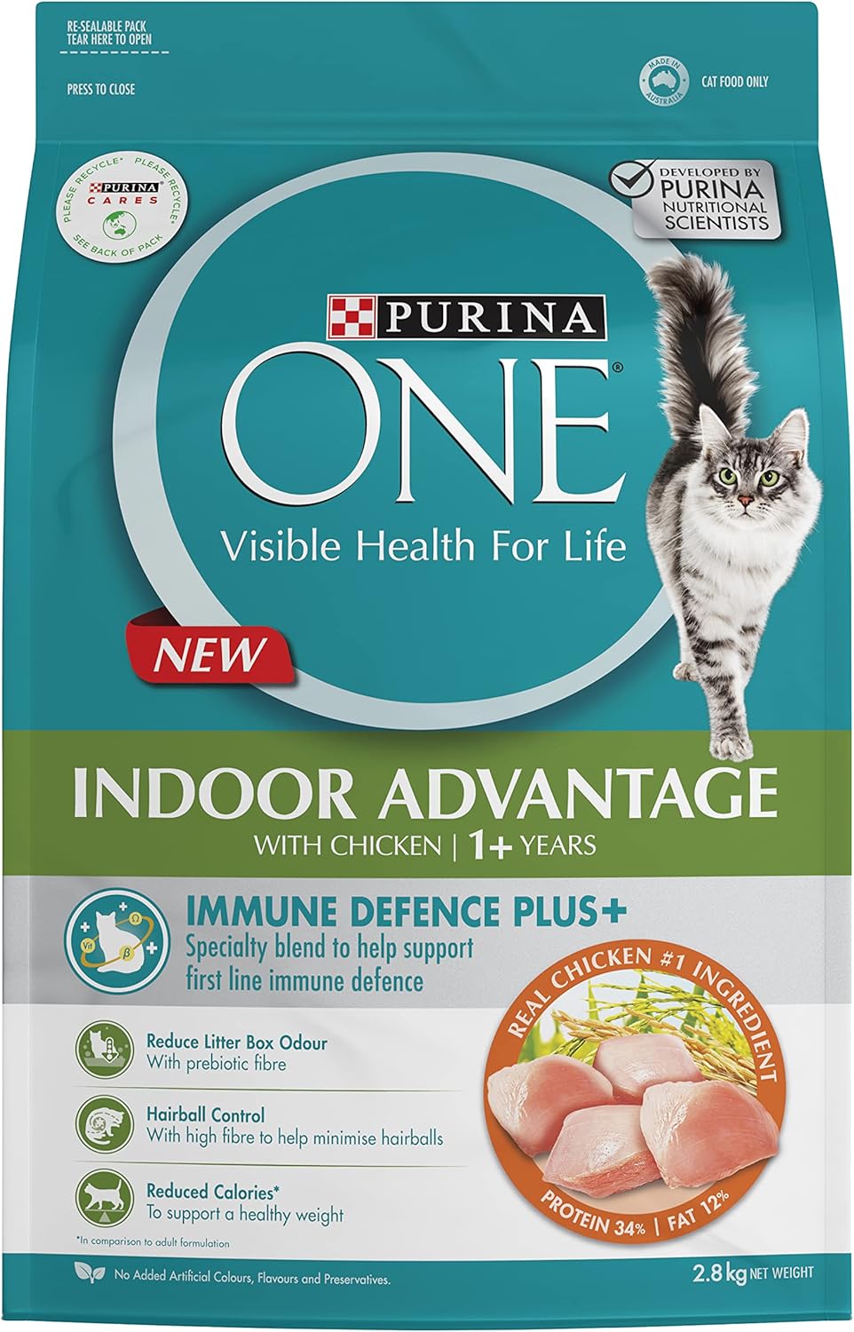PURINA ONE Adult Dry Cat Food Indoor Chicken 2.8kg