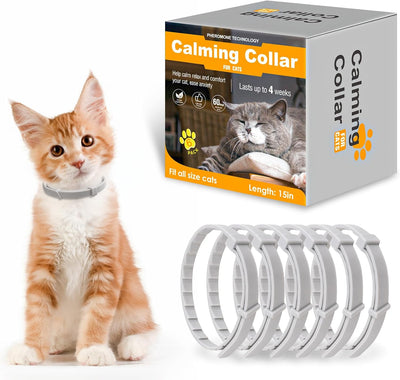 Nodfens Calming Collar for Cats Adjustable Pheromones Cat Diffuser Pet Diffuser Anxiety Relief for Pet 6PCS 60 Day Long-Term Effect