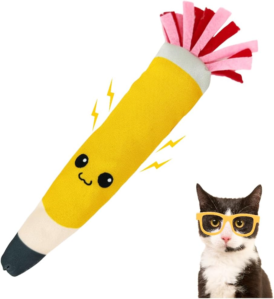 Pencil Kicker Catnip Toy w/ Long Shape & Bite Resistant Plush for Cat