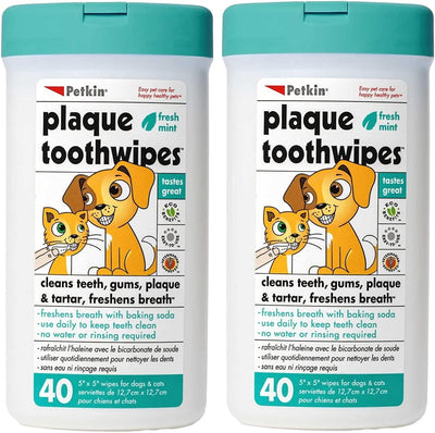 Petkin Cat and Dog Dental Wipes, 80 Wipes (Fresh Mint) (80 Wipes Total)