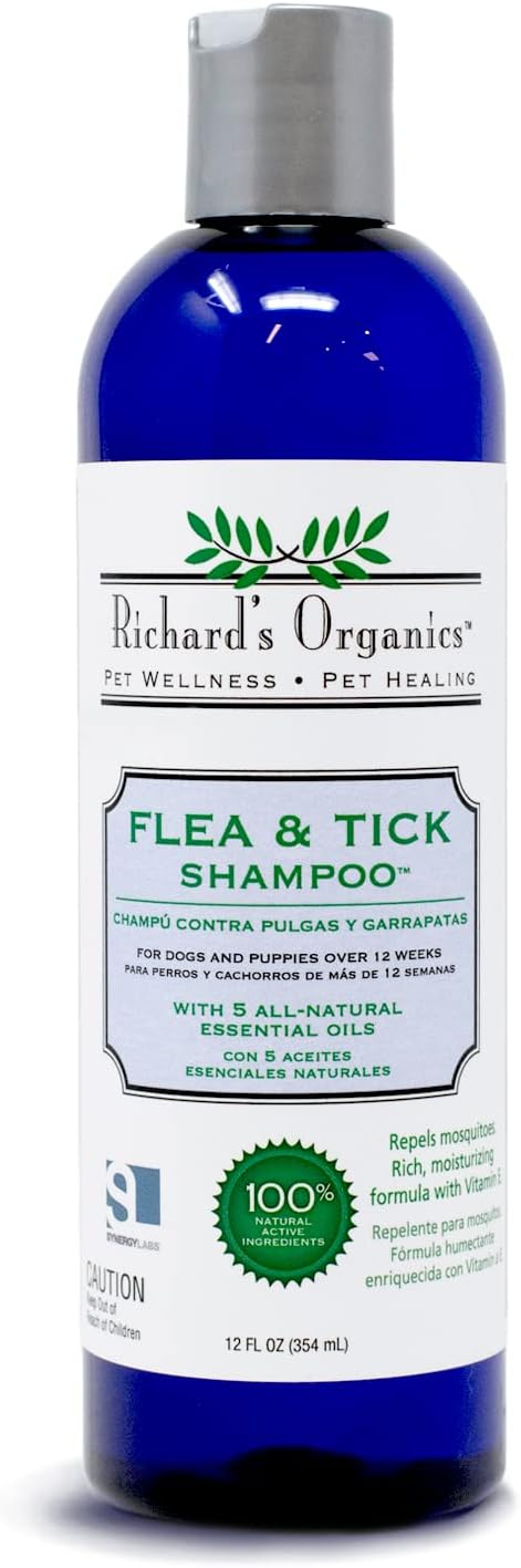 Richard’s Organics Flea and Tick Shampoo for Dogs – 100% All-Natural-usa made