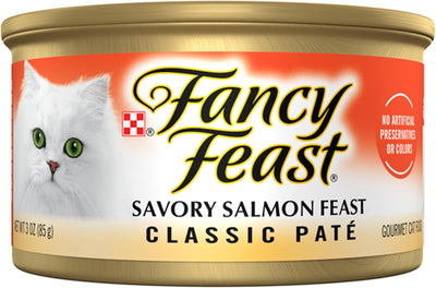 FANCY FEAST Adult Savoury Salmon Pate Wet Cat Food 24x85g