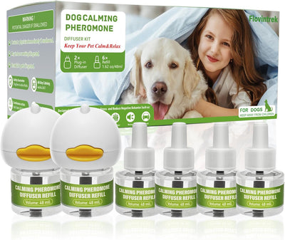6 Pack Dog Calming Pheromones Diffuser Kit (2 Plug in+6 Pack 48ml Refill)