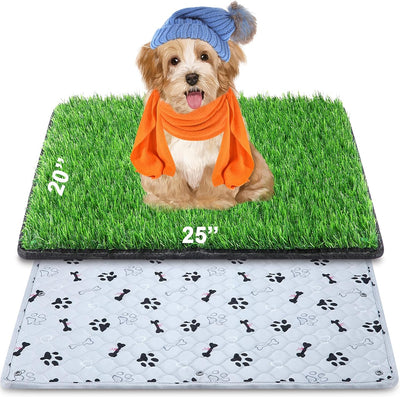 Dog Grass Mat with Pee Pad 20×25", Small Dog Litter Box