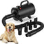 ADVWIN Pet Hair Dryer, High Velocity Dog Dryer with 4 Different Nozzles, Pet Grooming Blow Dryer Heater with Adjustable Speed, Black