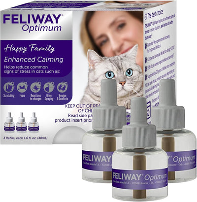 FELIWAY Optimum 3 x 30 Day Cat Calming Refills for Pheromone Diffuser, 3 x 48ml