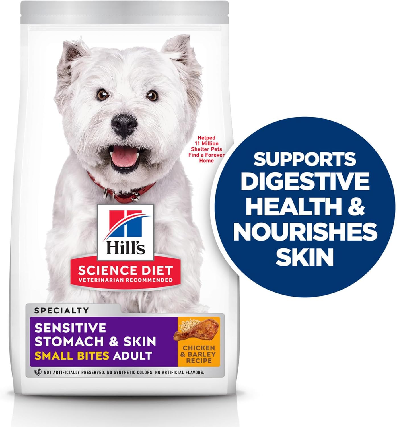 Hill's Science Diet Sensitive Stomach & Skin Adult Small Bites, Chicken Recipe, Dry Dog Food, 6.8kg Bag