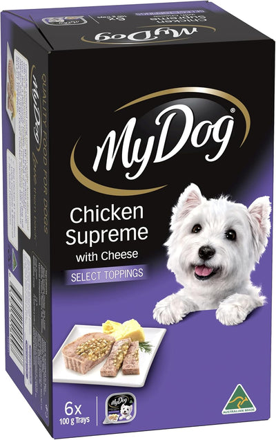 Adult Wet Dog Food Chicken Supreme With Cheese Select Toppings 6 x 100g, 6 Pack (36 Trays)