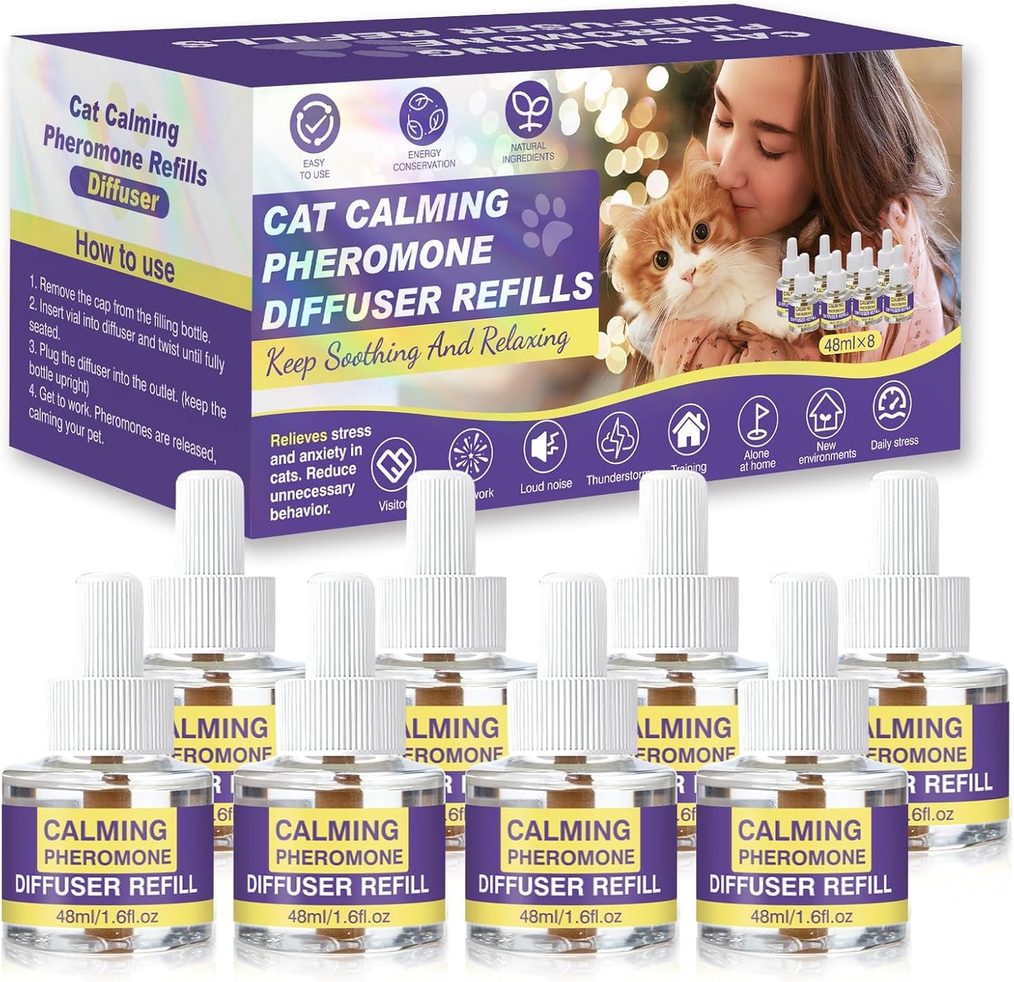 Cat Calming Diffuser Refill, 8 Pack Pheromones for Cats