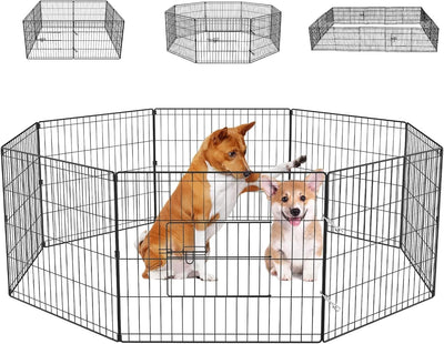 ADVWIN 8 Panel 24" Dog Playpen, Foldable Pet Fence Dog for Puppy Rabbit