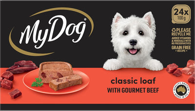 MY DOG Adult Wet Dog Food Classic Loaf with Gourmet Beef 24 x 100g Trays
