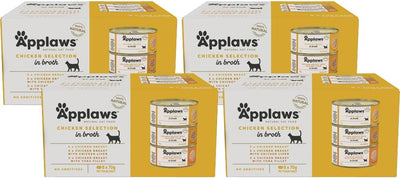 Applaws 100% Natural Wet Cat Food Mixed Variety Chicken Selection in Broth Tin 70g (Pack of 32), Limited Ingredients Pet Food