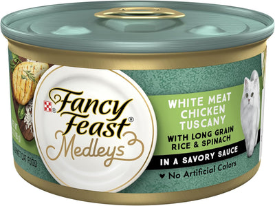 Fancy Feast Medleys Adult Wet Cat Food White Meat Chicken Tuscany with Rice & Garden Greens in Sauce 24x85g
