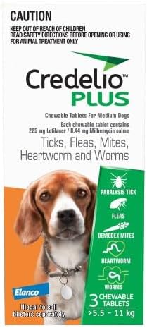 Credelio Plus for Medium Dogs 5.5 to 11 Kg Orange 3 Pack