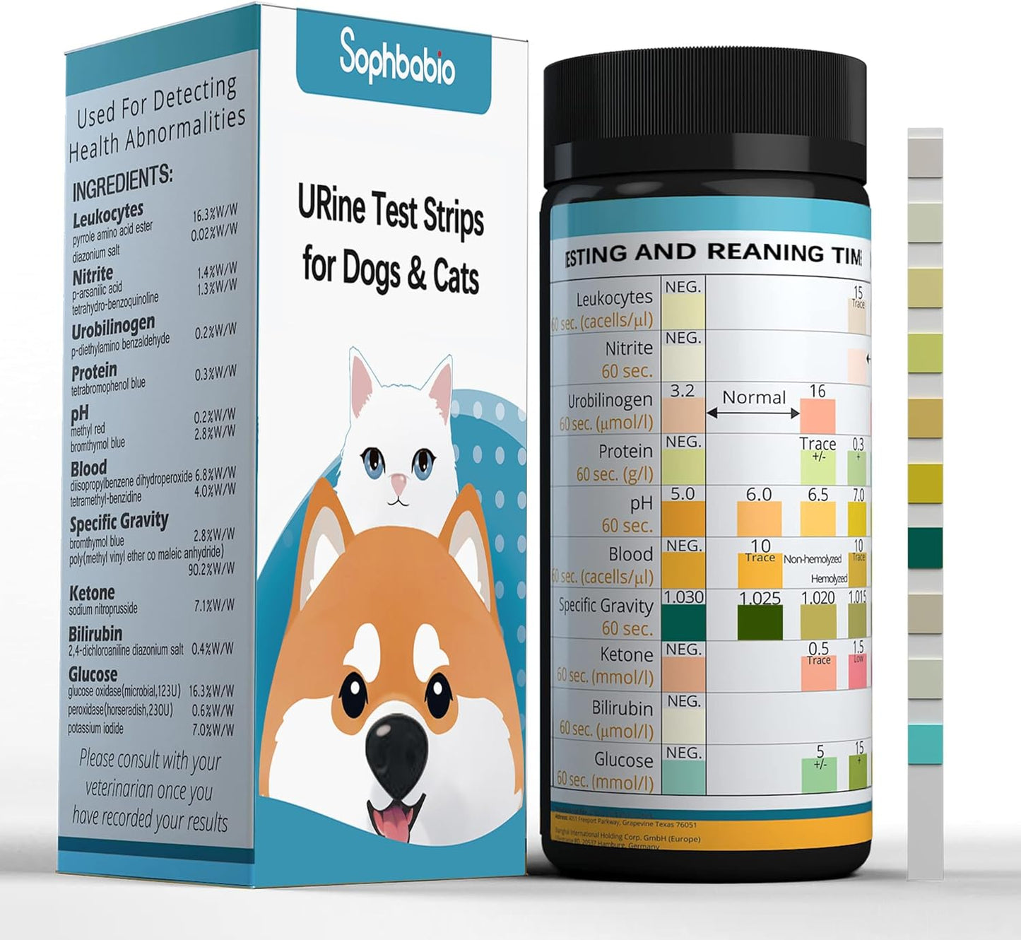 60-Count Pet Urine Test Strips for Dogs & Cats - Accurate 10-in-1 Rapid UTI and Health Diagnostic Kit