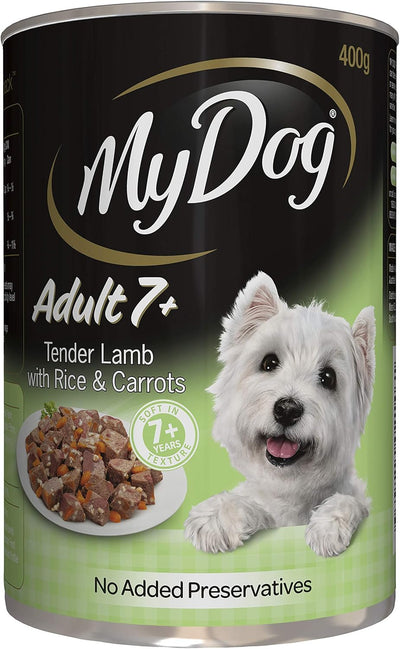 Adult 7+ Wet Dog Food Tender Lamb with Rice & Carrots 400g Can, 24 Pack