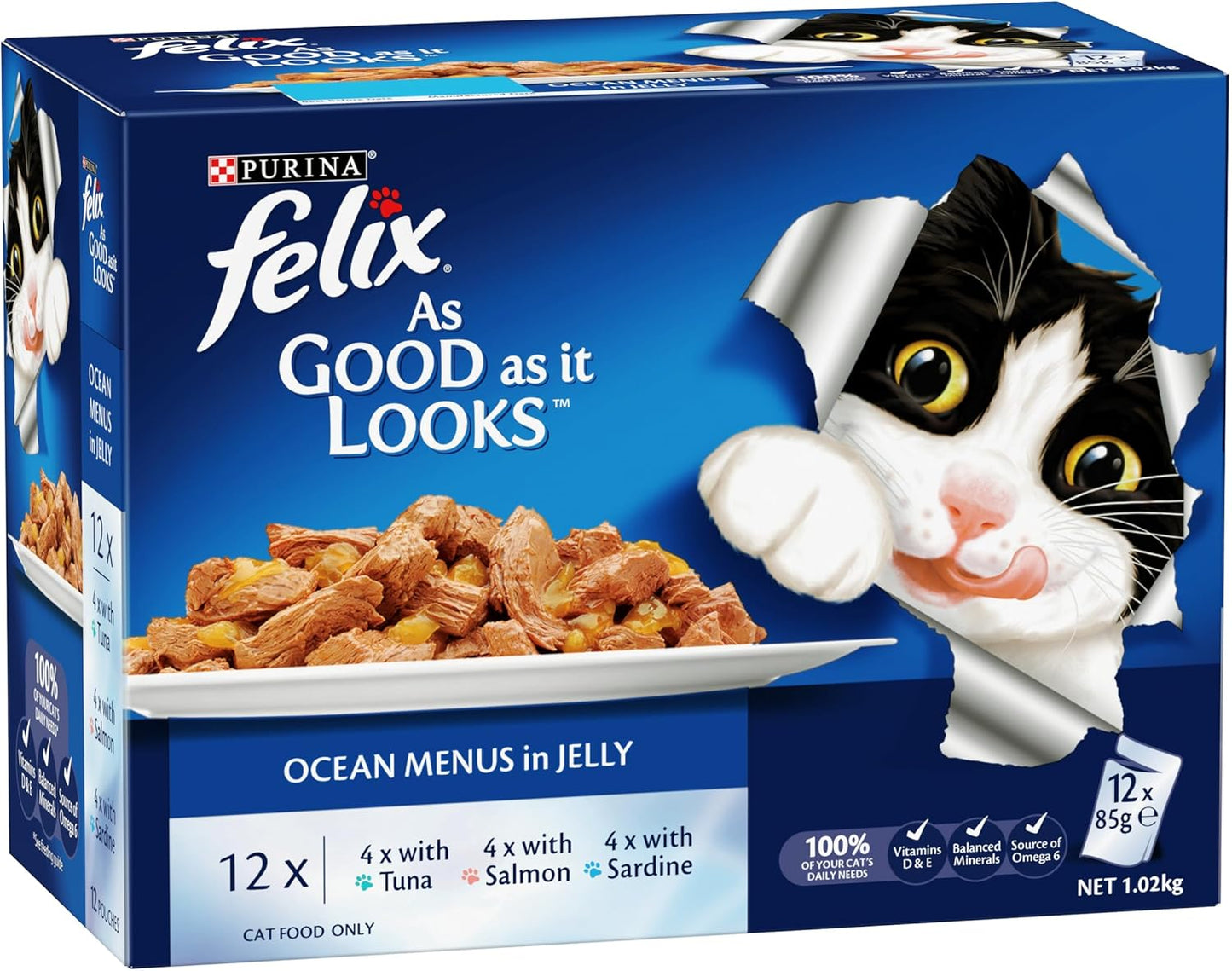 FELIX As Good As It Looks Adult Wet Cat Food Ocean Menus in Jelly 60x85g