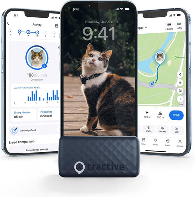 Tractive Smart Cat GPS Tracker | Real-Time Location & Wellness Monitoring for Cats 6.5 lbs+