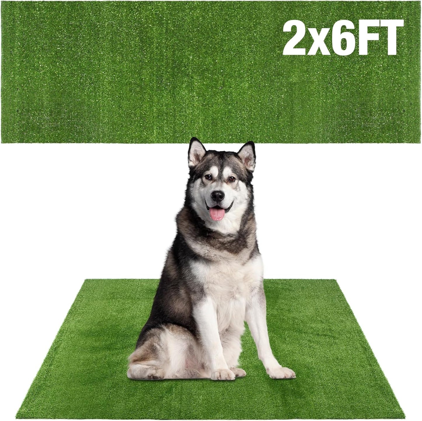 GLOBREEN Artificial Grass for Dog, 2FTx6FT Large Fake Grass Pee Pad for Dogs Potty Training, Indoor Outdoor Turf Pets Playpen Mat Balcony Apartment, GLB-PP8MM-2X6