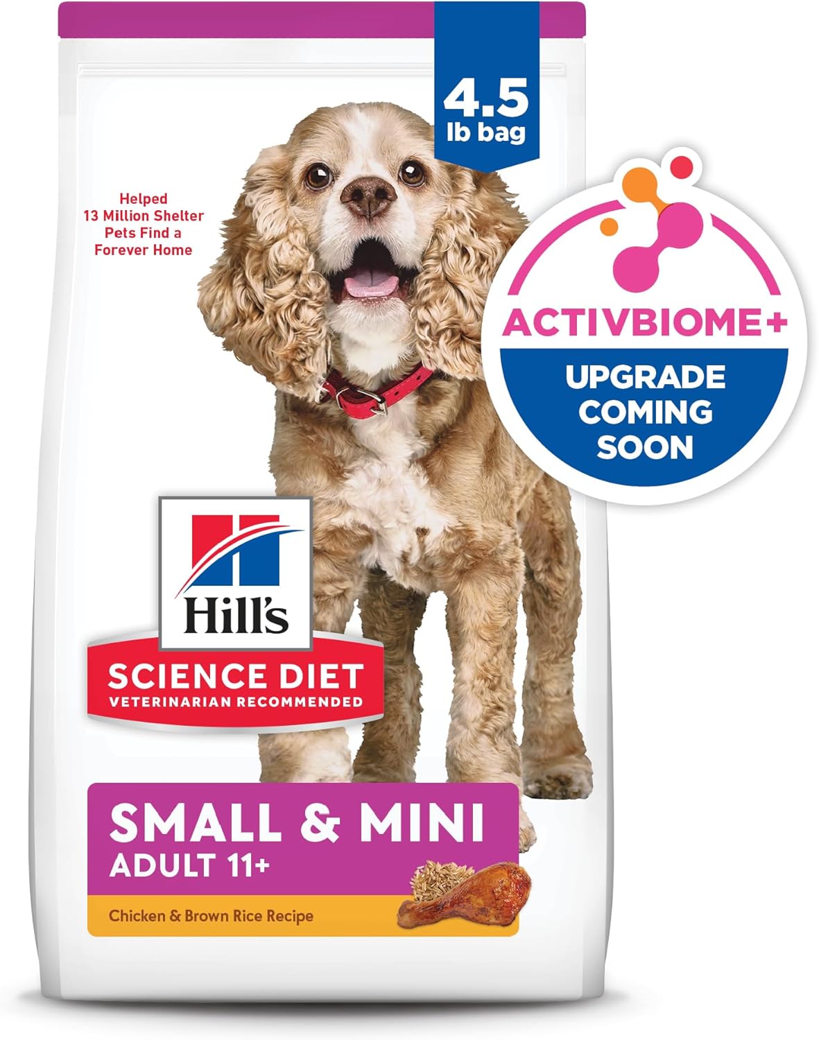 Hill's Science Diet Senior Adult 11+ Small Paws, Chicken Meal, Barley and Brown Rice Recipe, Dry Dog Food for Older Small And Toy Breed Dogs, 2.04kg Bag