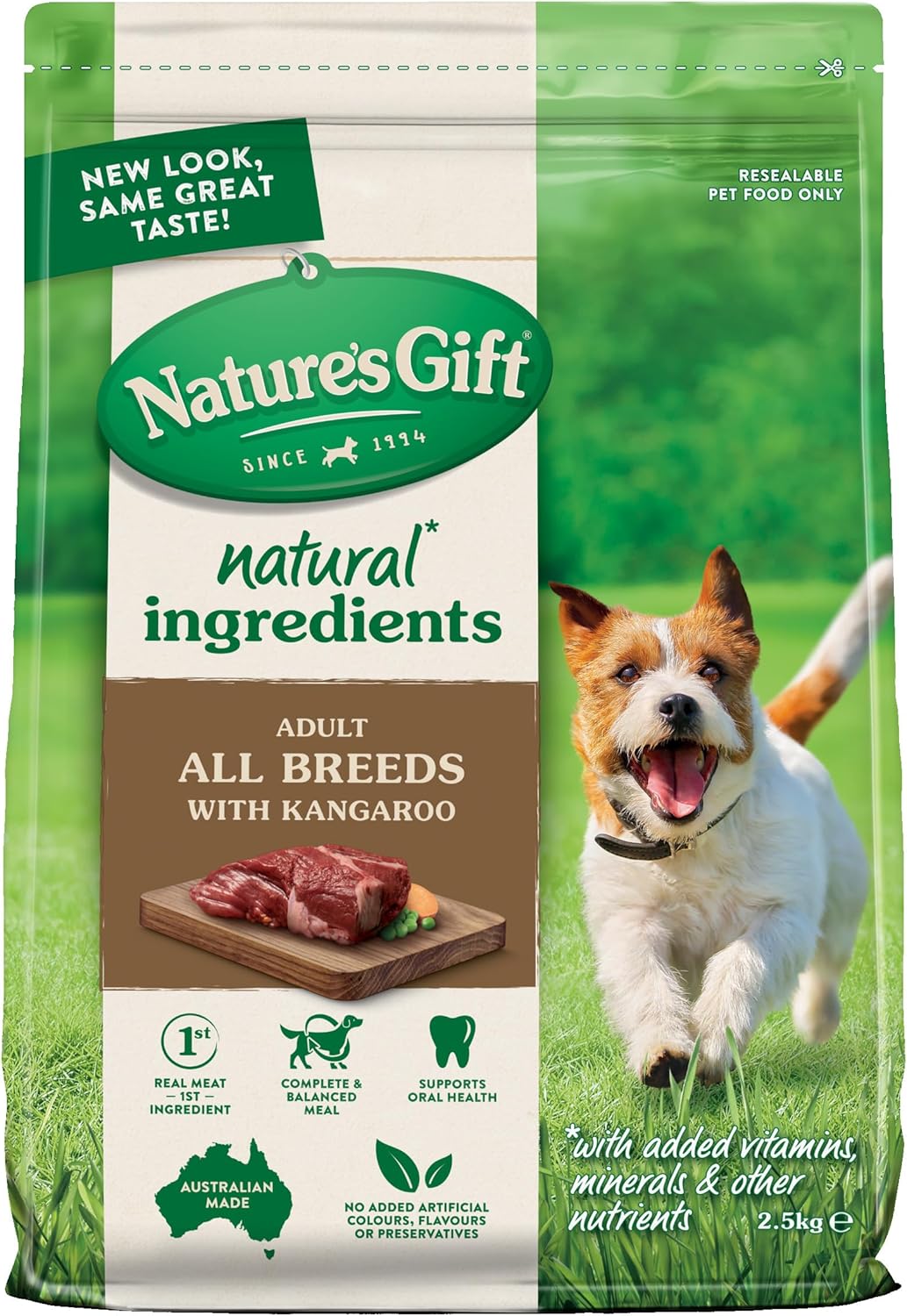 Nature's Gift Adult Dry Dog Food, Kangaroo 2.5kg - 100% Complete & Balanced Nutrition