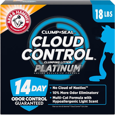 Arm & Hammer Cloud Control Platinum Multi-Cat Clumping Cat Litter with Hypoallergenic Light Scent, 14 Days of Odor Control, 18 lbs, Online Exclusive Formula