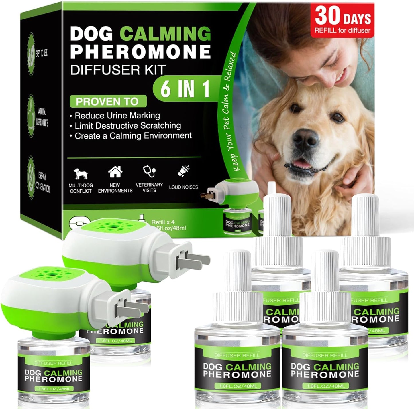 Dog Pheromone Calming Diffuser–100% Natural Anxiety Relief for Dogs