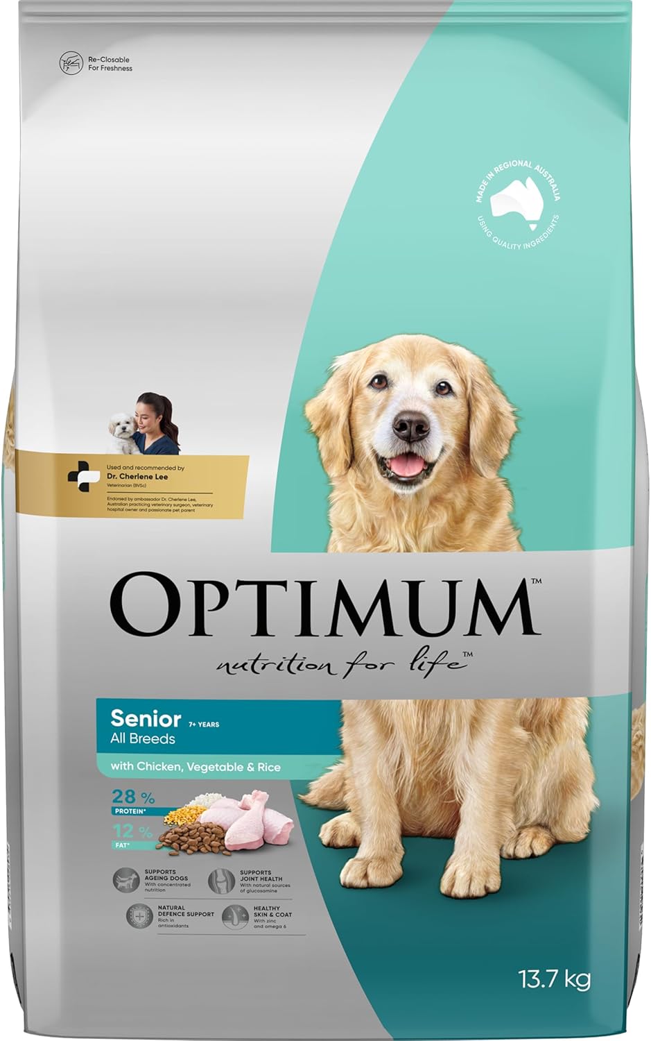 OPTIMUM Senior All Breeds Dry Dog Food with Chicken, Vegetables & Rice 13.7kg Bag
