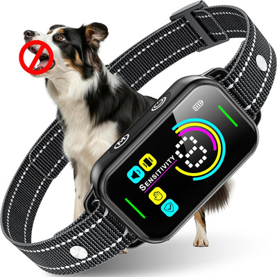 DINJOO Bark Collar, Dog Bark Collar for Large Medium Small Dogs,Smart Bark Collar (Dark Black)