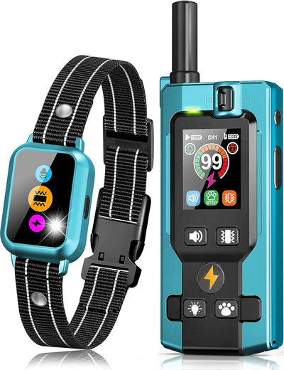 Frayo Dog Training Collar with Remote - 5 Training Modes 3300FT Electric Dog Shock Collar IP67 Waterproof Rechargeable E Collar for Large Medium Small Dogs (Blue)