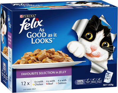 FELIX As Good As It Looks Adult Wet Cat Food Favourites Selection 60x85g
