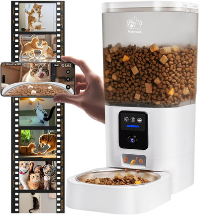 Frienhund Automatic Cat Feeder with 2K Camera: Automatic Dog Feeder with Night Vision, 7L