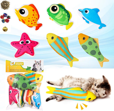 6 Pcs Catnip Toys Cat Toys, Fish Shaped Interactive Big Crinkle Sound Kitten Exercise