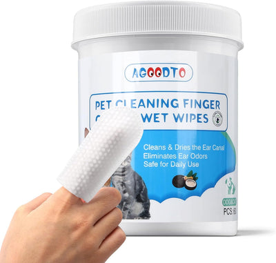 Dog Ear Finger Wipes, Dog and Cat's Ears Ear Cleaning Wipes, can Remove Dirt and Earwax,Wipes 60 Pieces