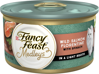 Fancy Feast Medleys Adult Wet Cat Food Wild Salmon Florentine with Garden Greens in Sauce 24x85g