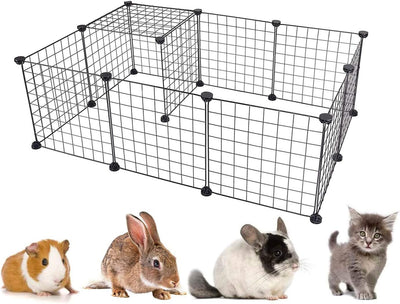 Dotala 12 Panels Metal Pet Playpen Tent Cats Exercise Pen Crate Cage Kennel Dog Foldable Fence Yard Barrier Ideal for Guinea Pigs, Rabbit, Gerbil, Puppy, DIY Metal Wire Yard Fence
