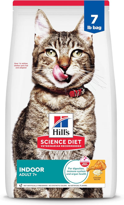 Hill's Science Diet Senior Adult 7+ Indoor, Chicken Recipe, Dry Cat Food for Older Cats, 3.17kg Bag