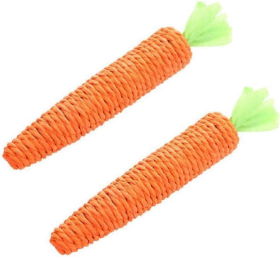 Cat Chew Toys, 2Pcs Carrot Shapes Cat Rope Toys with Sounding Parcels Interactive