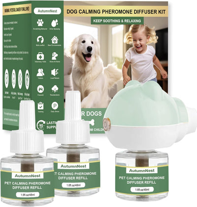 Dog Calming Diffuser Plug-in with Gentle Night Glow, 3 Refills Kit