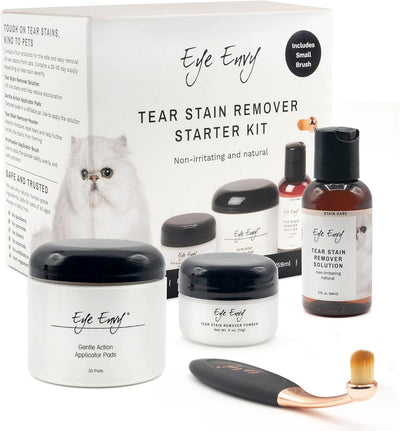 Eye Envy Cat Tear Stain Remover Starter Kit with ProPowder Brush