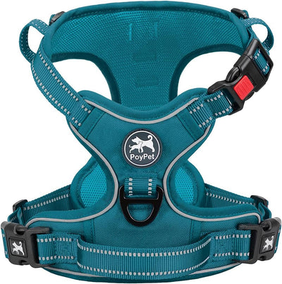 PoyPet No Pull Dog Harness, No Choke Reflective Dog Vest (Tumalo Teal,S)