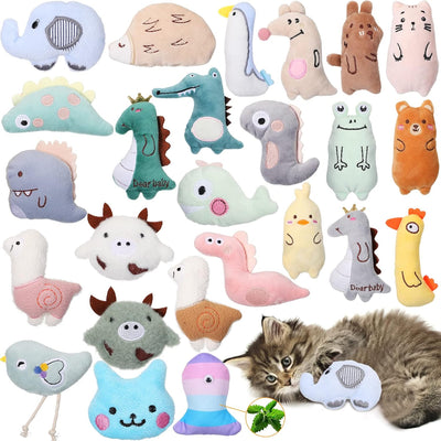25 Pcs Catnip Cat Chew Toy Interactive Catnip Filled Kitten Soft Cotton Cat Toys
