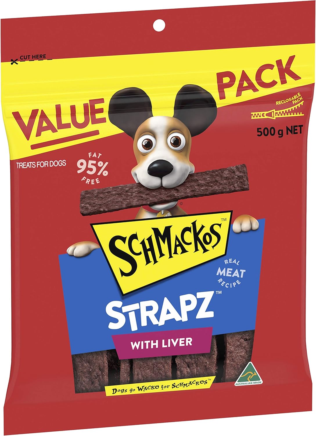 SCHMACKOS Strapz Dog Treats With Liver 500g, 4 Pack