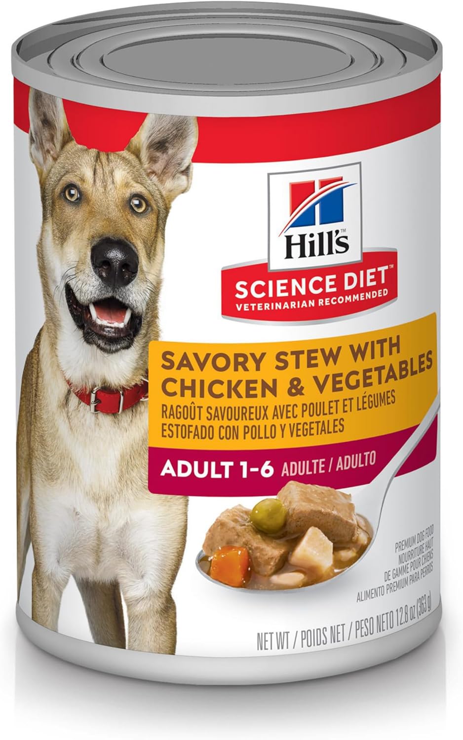 Hill's Science Diet Adult Wet Dog Food, Savory Stew with Chicken and Vegetables, 363g, 12 Pack, Canned