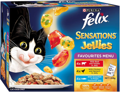 FELIX Sensations Adult Wet Cat Food Favourites Menu Jellies 60x85g