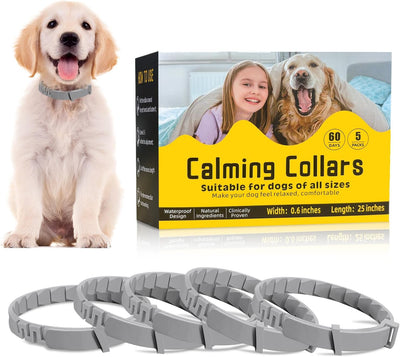 5 Pack Calming Collar for Dogs, Dog Pheromone Calm Collars Relief Anxiety Stress Separation Lasts 60 Days Relieve
