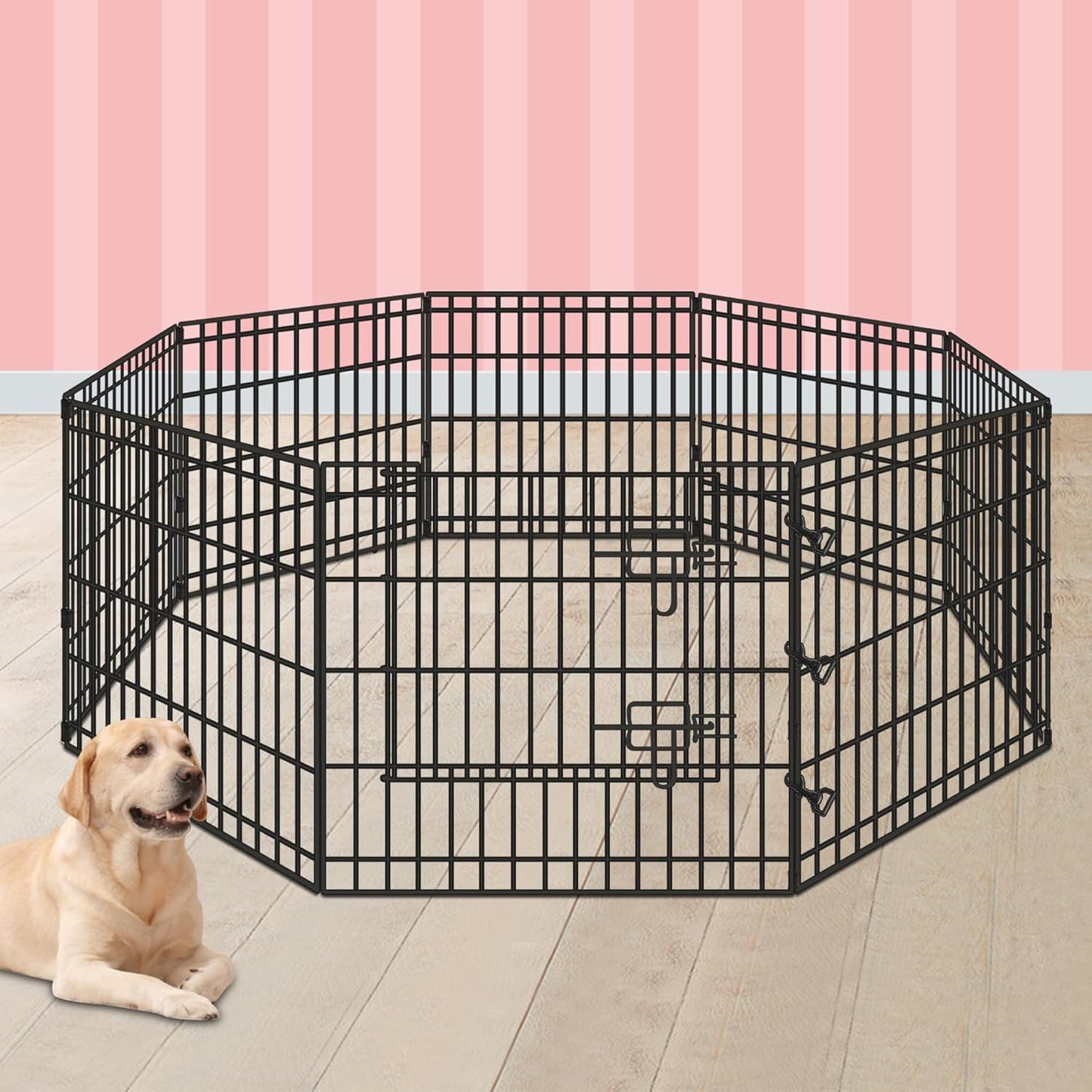 Beastie Foldable Pet Dog Metal Playpen 24", 8 Panels Folding Dog Play Pen Frame for Puppy