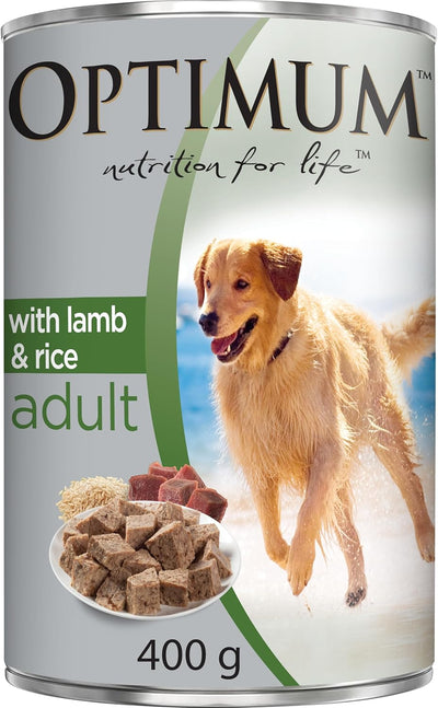 OPTIMUM Adult Wet Dog Food with Lamb and Rice 400g Can, 24 Pack