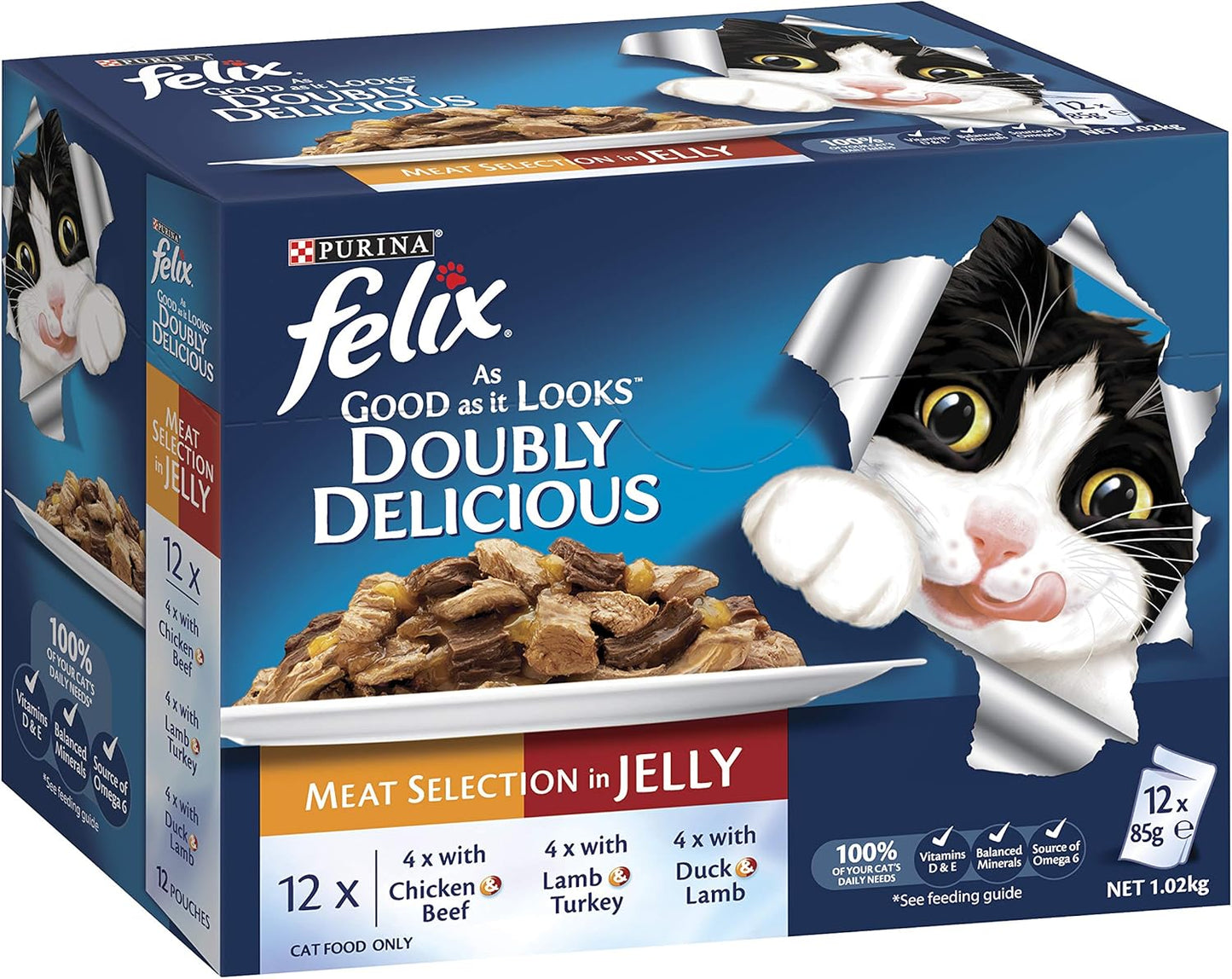FELIX As Good As It Looks Adult Wet Cat Food Meat Selection 60x85g